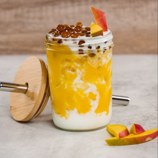 mango boba milk tea